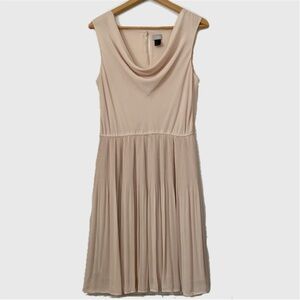 H&M cowl neck pleated skirt beige dress